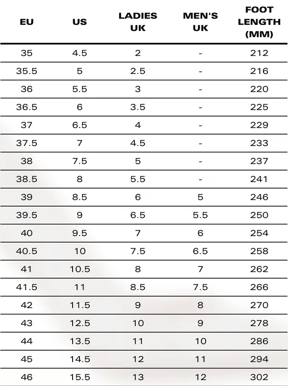 Buy Large Size Shoes
Size Chart
